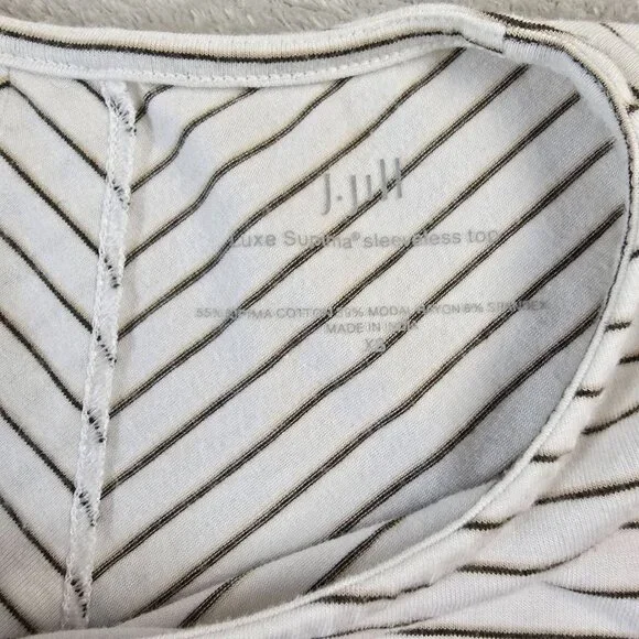 J. Jill Top Womens XS Olive Green White Striped Sleeveless Split Back Summer - Picture 5 of 9